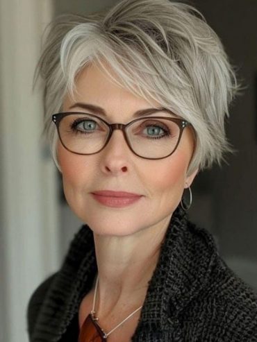 Short Haircut for Women Over 60 with Glasses | Bixie, Long Pixie