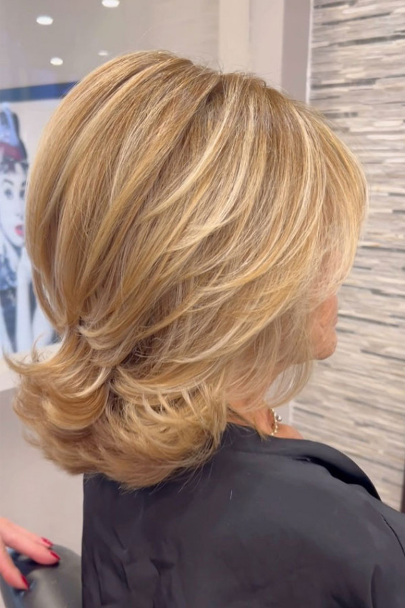 Blonde Layered Shoulder-Length Haircut for Women over 60