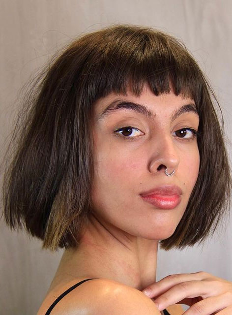 Modern Bob with Mini Bangs : 50 Best haircuts & Hairstyles To Try