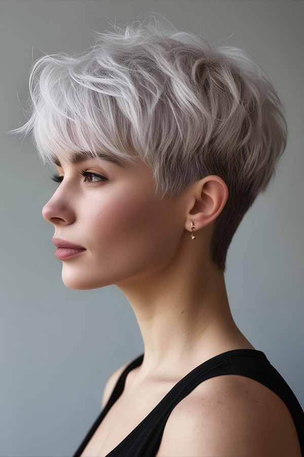 35 Youthful Short Haircuts : Tousled Platinum Pixie