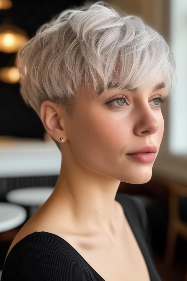 35 Youthful Short Haircuts : Icy Platinum Pixie