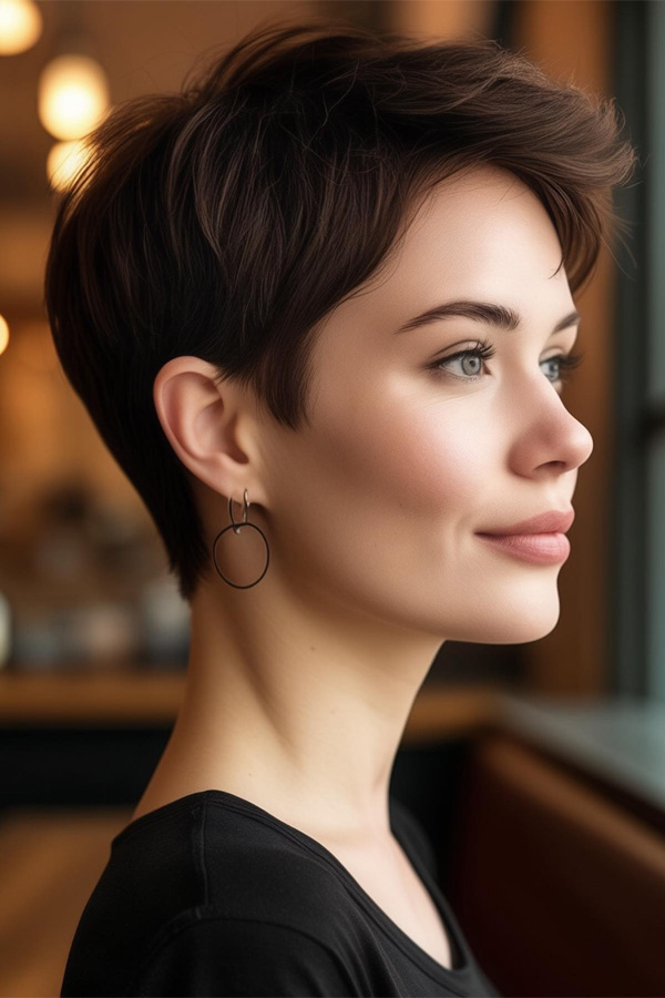 Textured Side-Swept Pixie, youthful short haircut, pixie haircuts