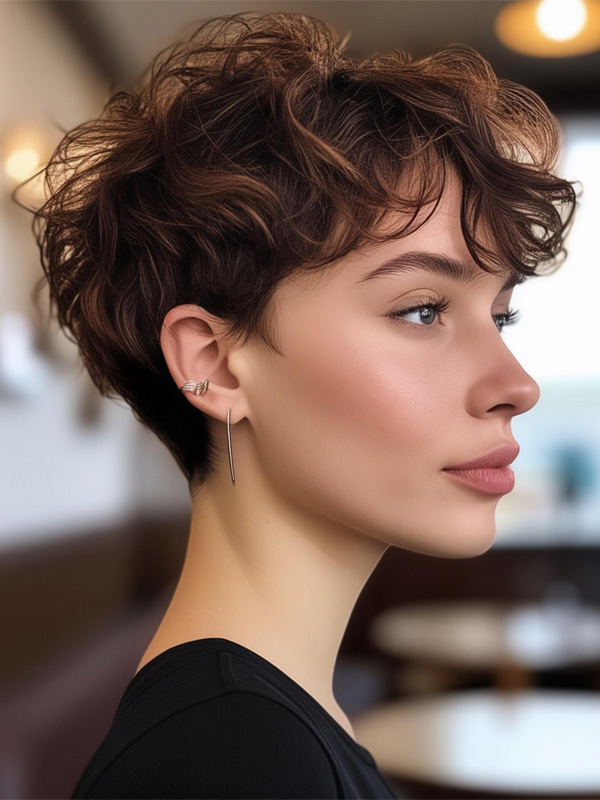 Tousled Wavy Pixie, youthful short haircut, pixie haircuts