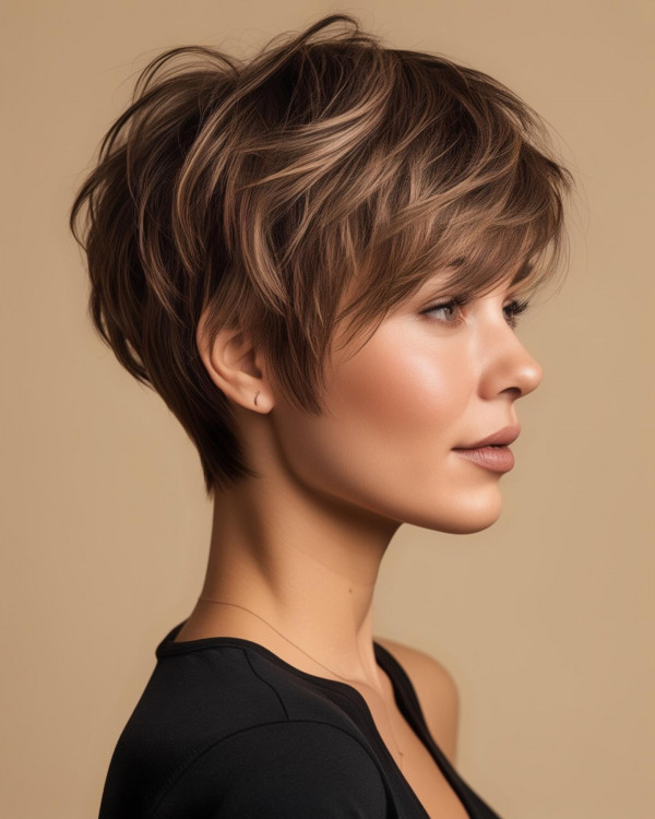 tousled textured Pixie, youthful short haircut, pixie haircuts