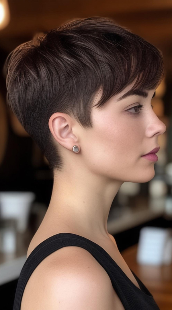 35 Youthful Short Haircuts : Chic Side-Swept Pixie
