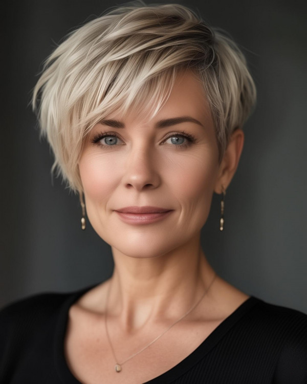 blonde long pixie haircut, short haircuts for women over 40