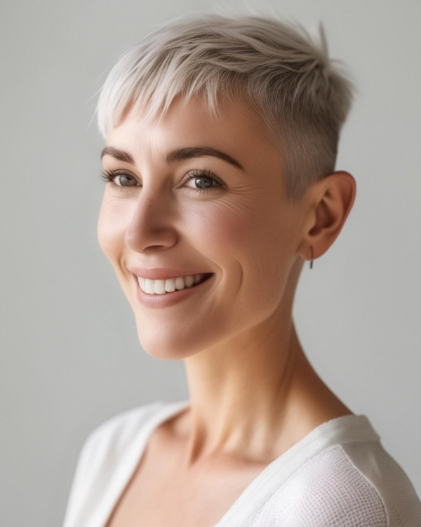37 Short Haircuts For Women Over 40 : Edgy Close-Cropped Pixie