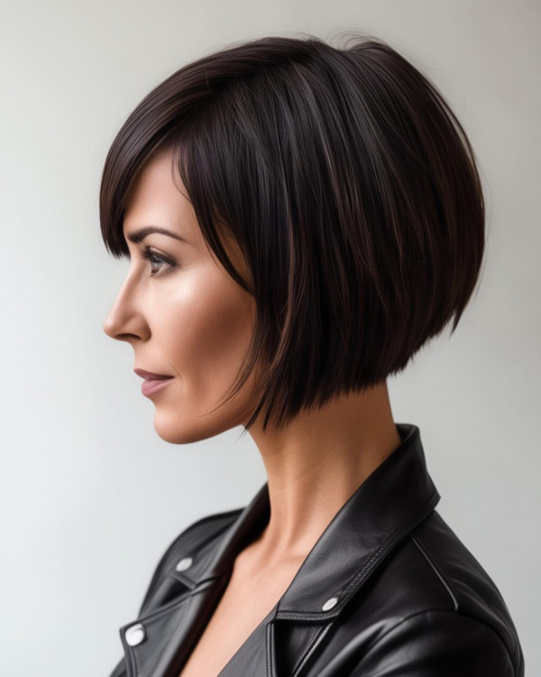 stacked bob, short haircuts for women over 40