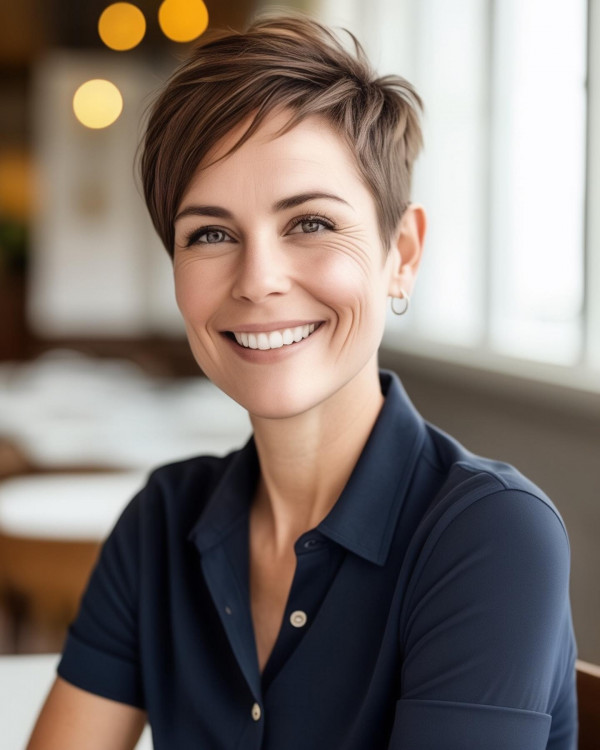 37 Short Haircuts For Women Over 40 : Chic Brunette Pixie