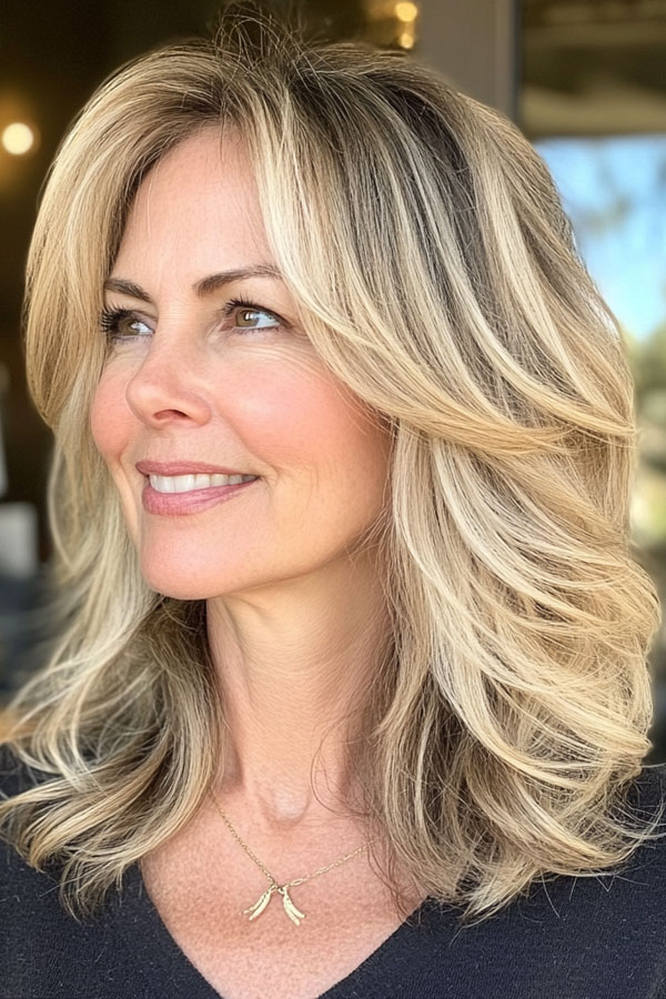 Sun-Kissed Blonde Layers for women over 60