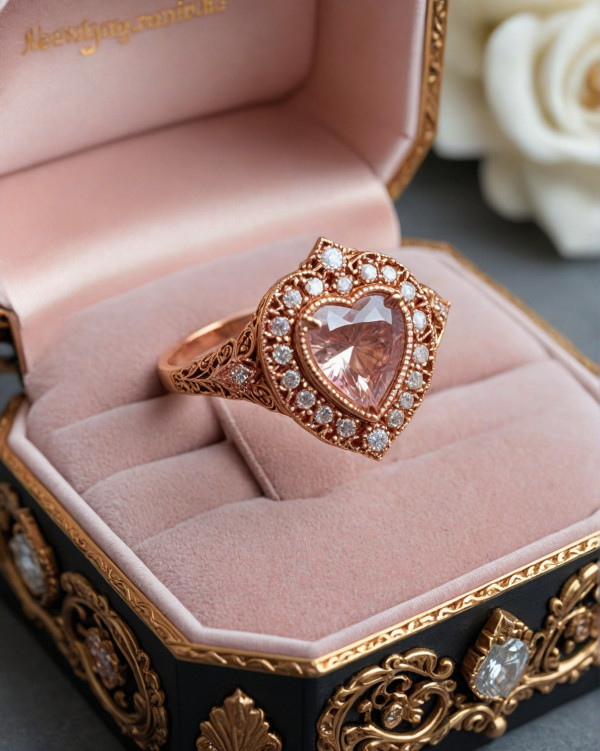 Heart-Shaped Pink Gemstone Ring