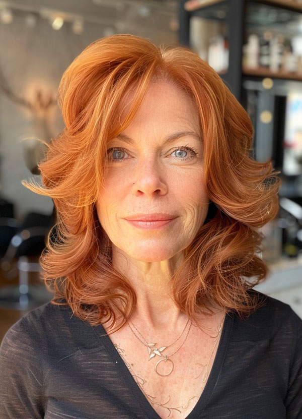 30 Mid-Length Hairstyles For Over 60 : Radiant Red Curls