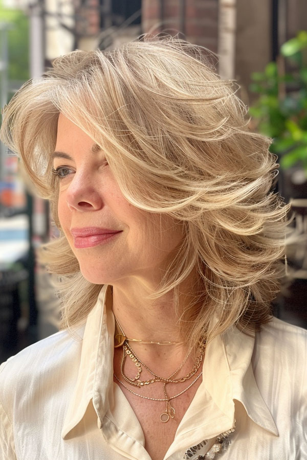 Radiant Blonde Layers, Medium-Length Hairstyles For Women Over 50