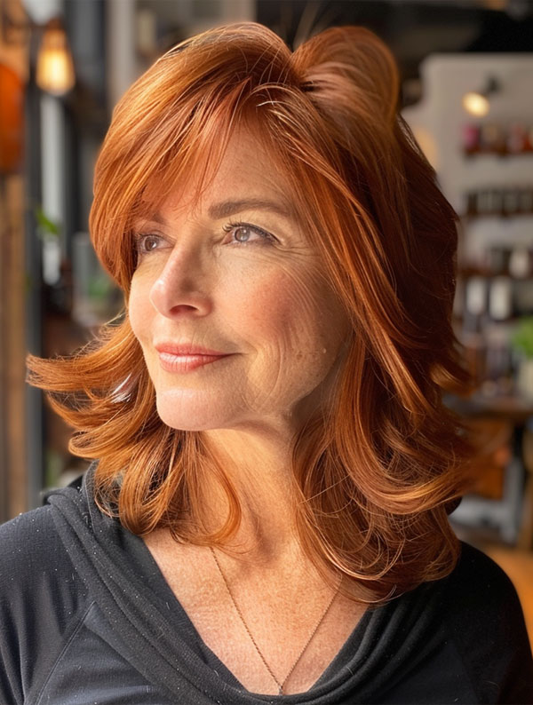 Radiant Auburn Layers, Medium-Length Hairstyles For Women Over 50