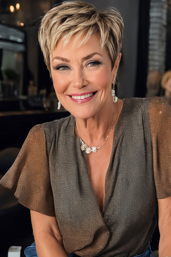 Sophisticated Blonde Pixie for Women Over 50