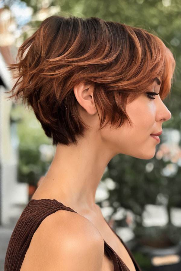 Cinnamon Spice Tousled Long Pixie 