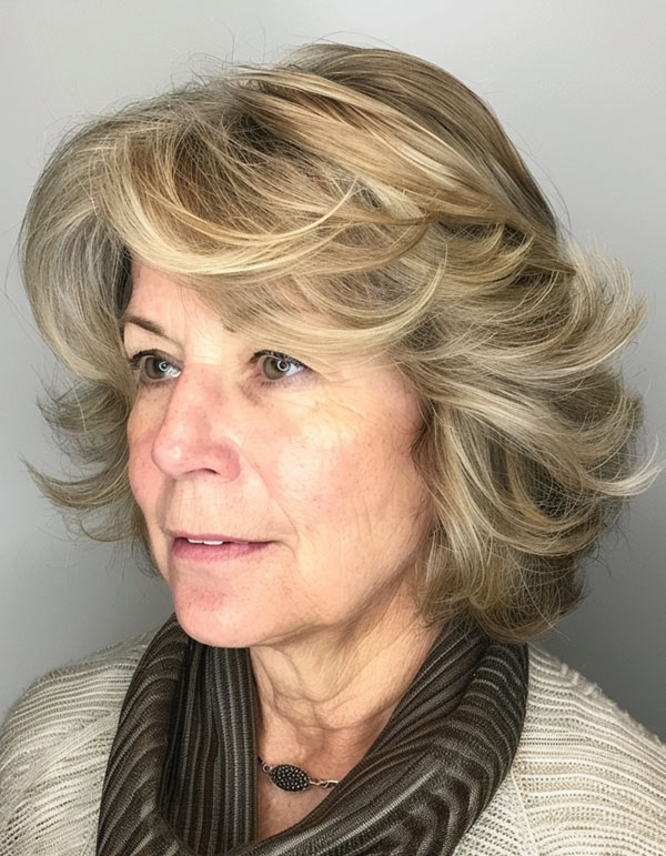 30 Mid-Length Hairstyles For Over 60 : Soft Feathered Layers