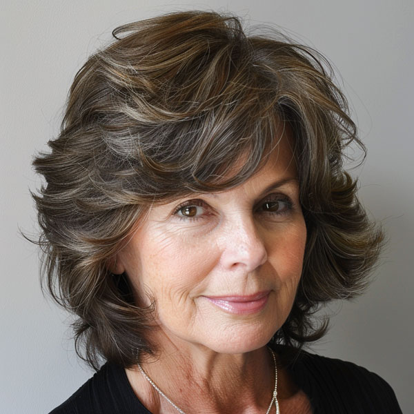  Mid-Length Hairstyles For Over 60, Textured Bob with Tousled Layers