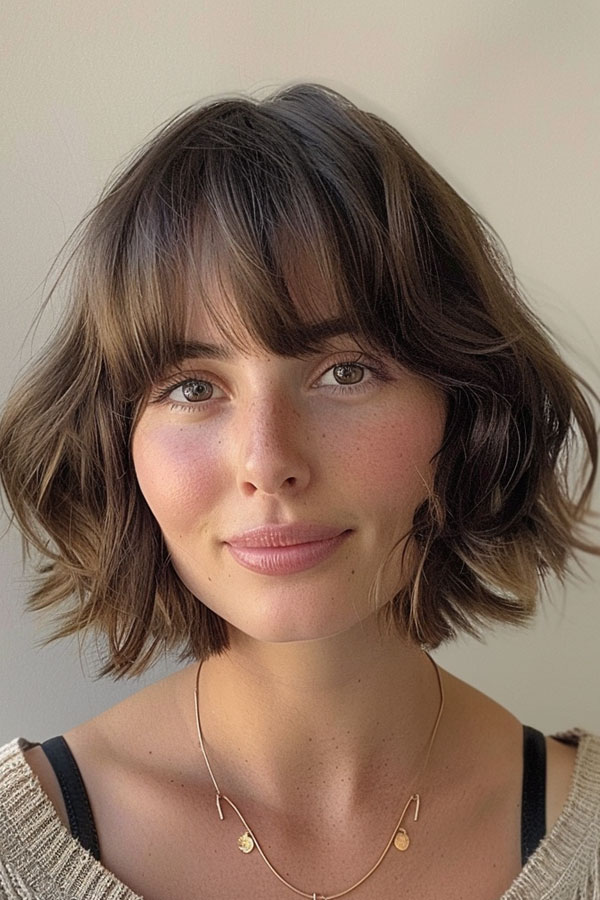  Chic Tousled Bob with Blunt Bangs