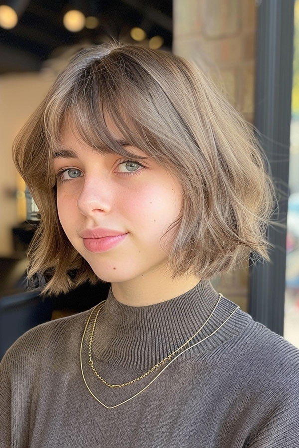 33 Chic Bob Haircuts with Bangs : Soft and Tousled Bob