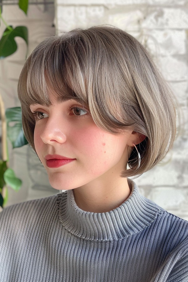 Soft Ash Blonde Bob