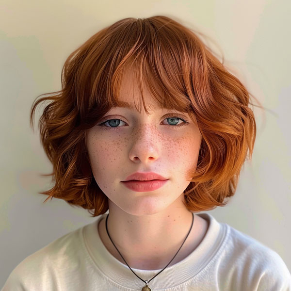 Fiery Copper Bob with Soft Bangs