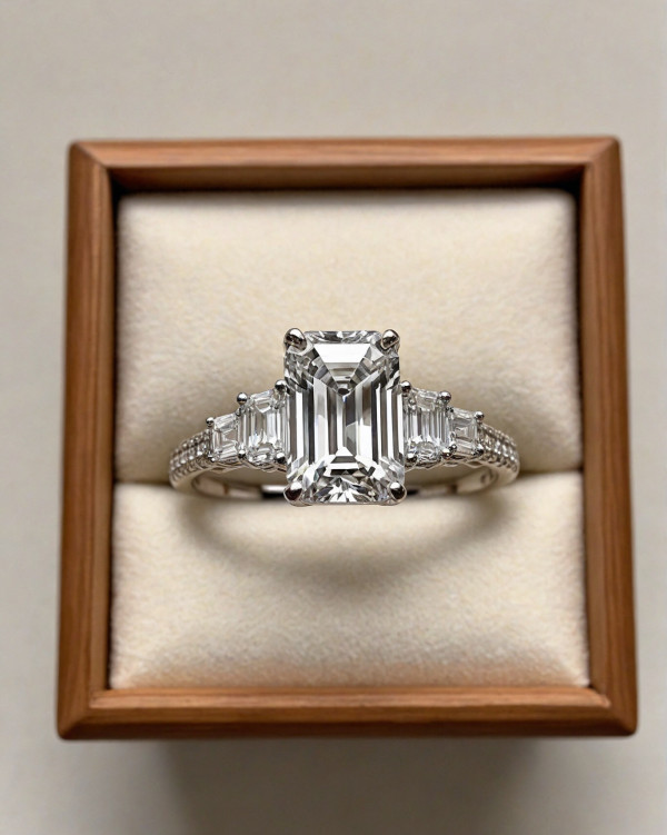 40 Dazzling Engagement Rings : Sophisticated Emerald-Cut Diamond Engagement Ring