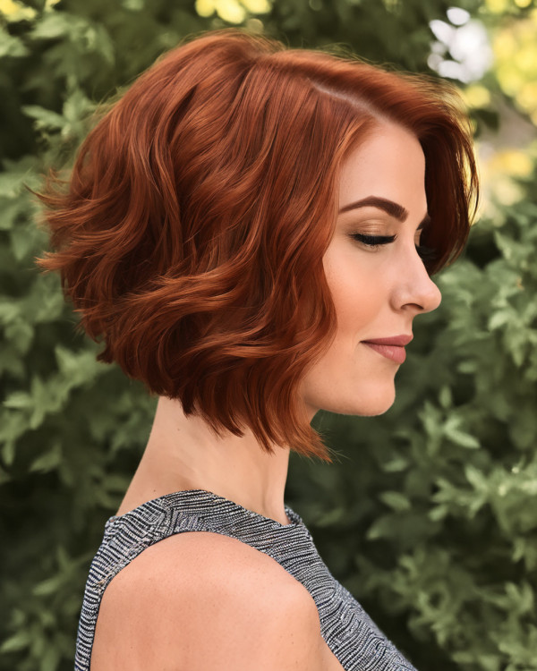 20 Auburn Hair Colour Ideas : Soft Layered Radiant Auburn Bob