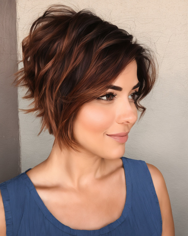 23 Cinnamon Short Hairstyles : Cinnamon Spice Stacked Bob