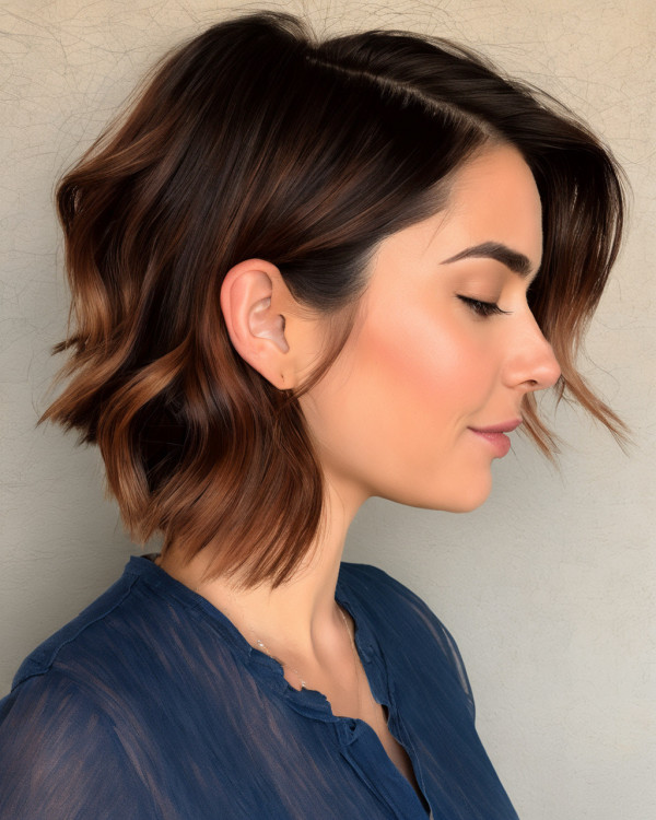 23 Cinnamon Short Hairstyles : Rich Cinnamon Balayage Textured Long Bob