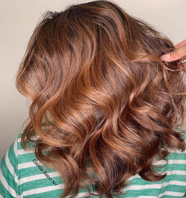 Radiant Caramel Auburn Balayage