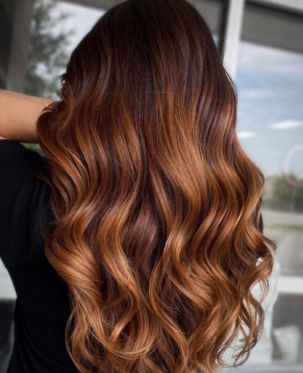 golden auburn balayage