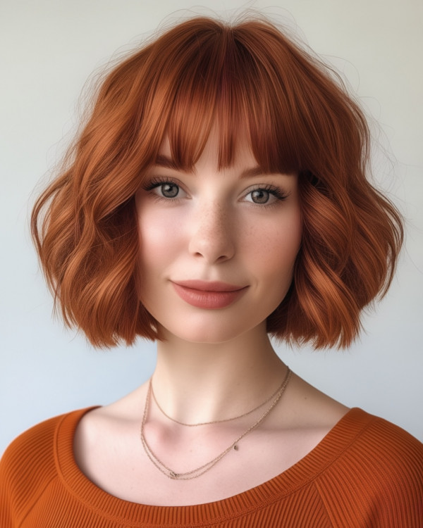 Cute Auburn Bob with Fringe