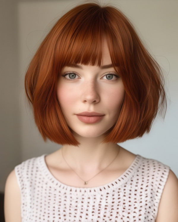 20 Auburn Hair Colour Ideas : Auburn Bob with Bangs