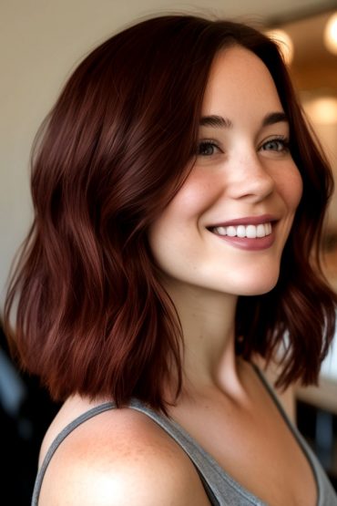 27 Shades of Auburn Must-Try Hair Colours: Chocolate Auburn Lob