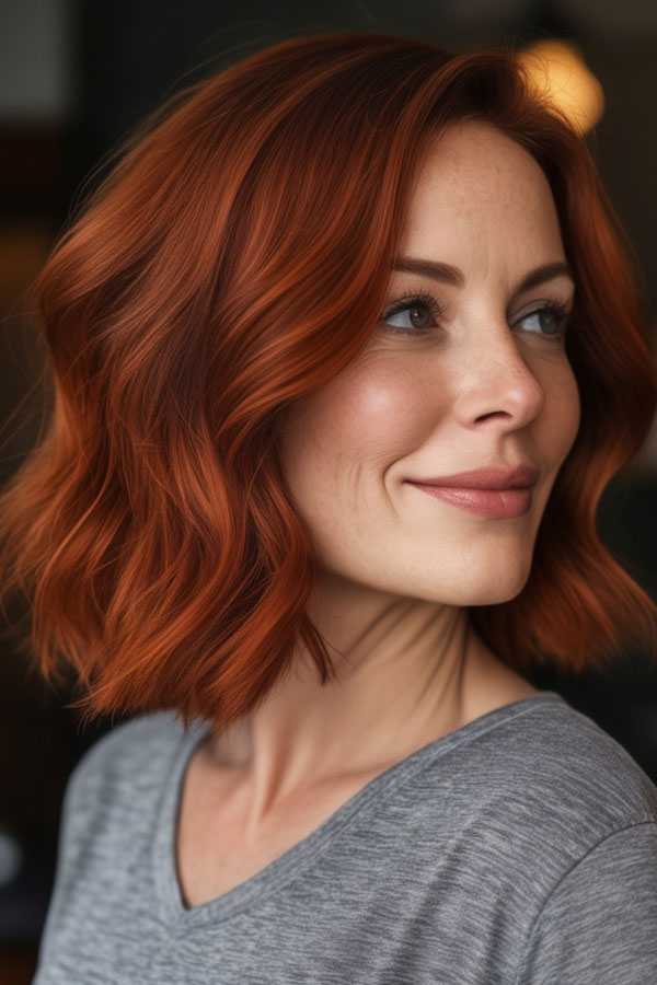 27 Shades of Auburn Must-Try Hair Colours: Fiery Auburn Waves