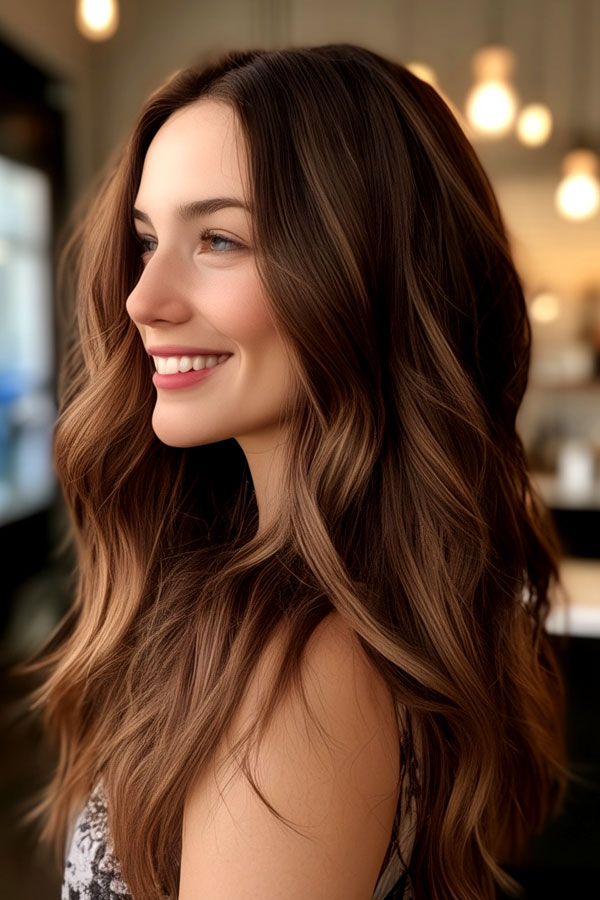 Warm Auburn Brown Hair, fall hair color idea