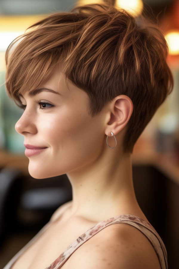 Sunset Cinnamon Pixie, hair color idea for fall