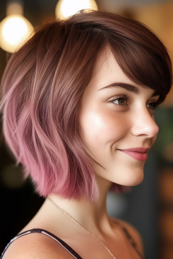 17 Cinnamon Hair Colours for Fall : Rose Cinnamon Long Bob