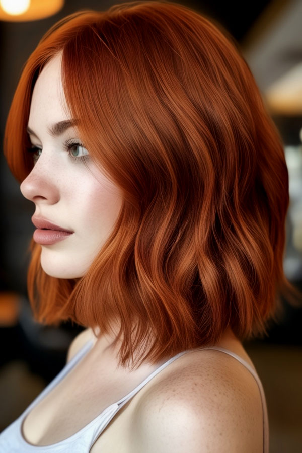 27 Shades of Auburn Must-Try Hair Colours: Lob Copper Auburn Hair Colour