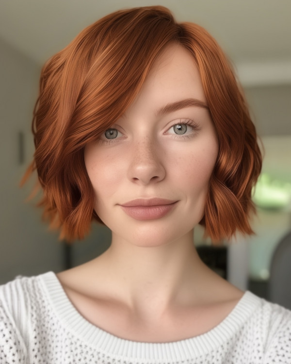 20 Auburn Hair Colour Ideas : Velvety Auburn Wavy Bob