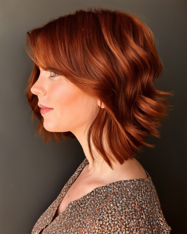 Auburn Angled Layered Bob Haircut