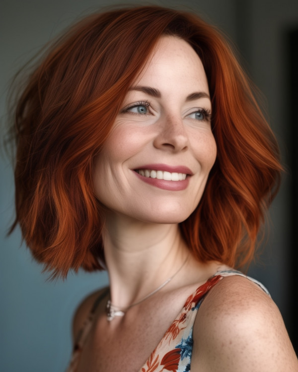 Sunset Auburn hair color, autumn hair color idea 