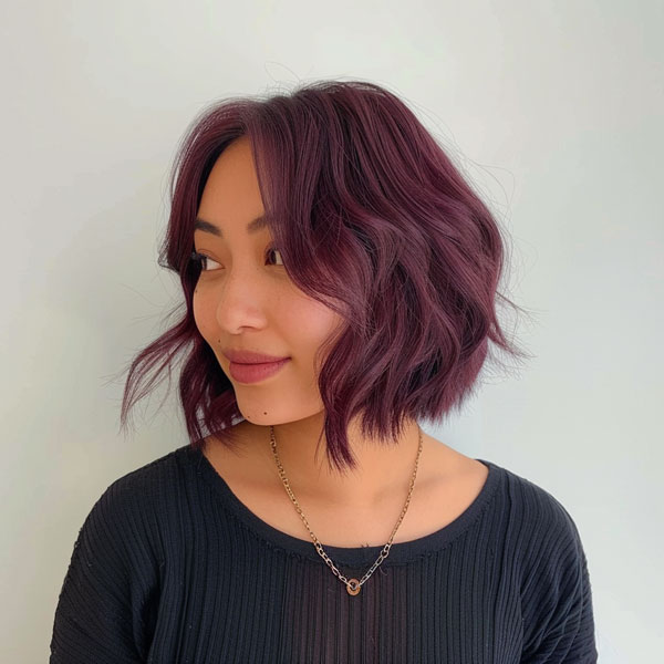 25 Trendy Bob Hairstyles : Wavy Plum Bob Haircut