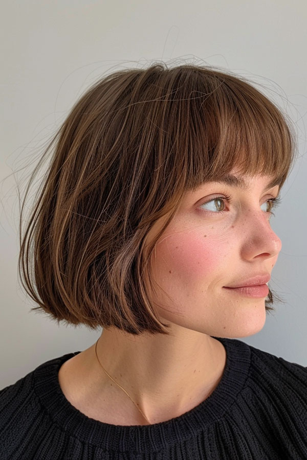 25 Trendy Bob Hairstyles : Soft Layered Bob with Bangs