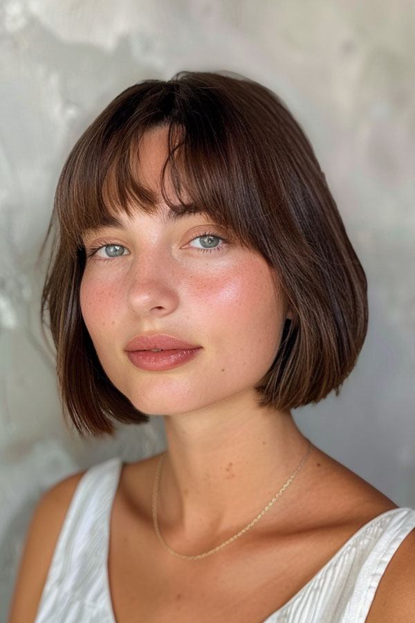 25 Trendy Bob Hairstyles : Chic French Bob with Curtain Bangs