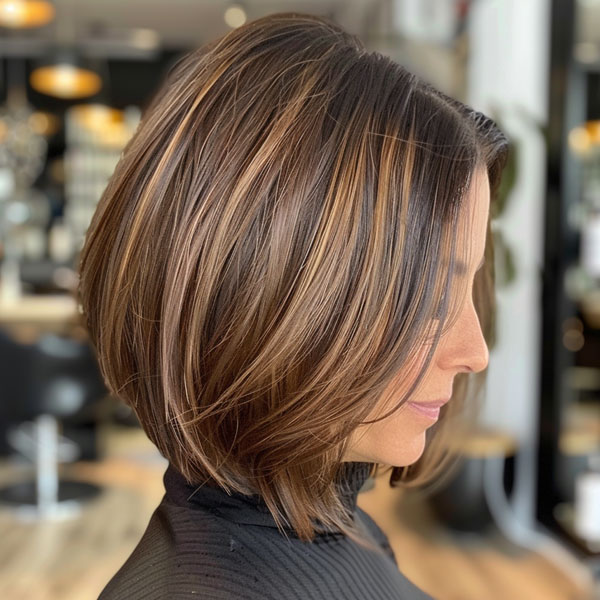 25 Trendy Bob Hairstyles : Textured Bob with Honey Highlights