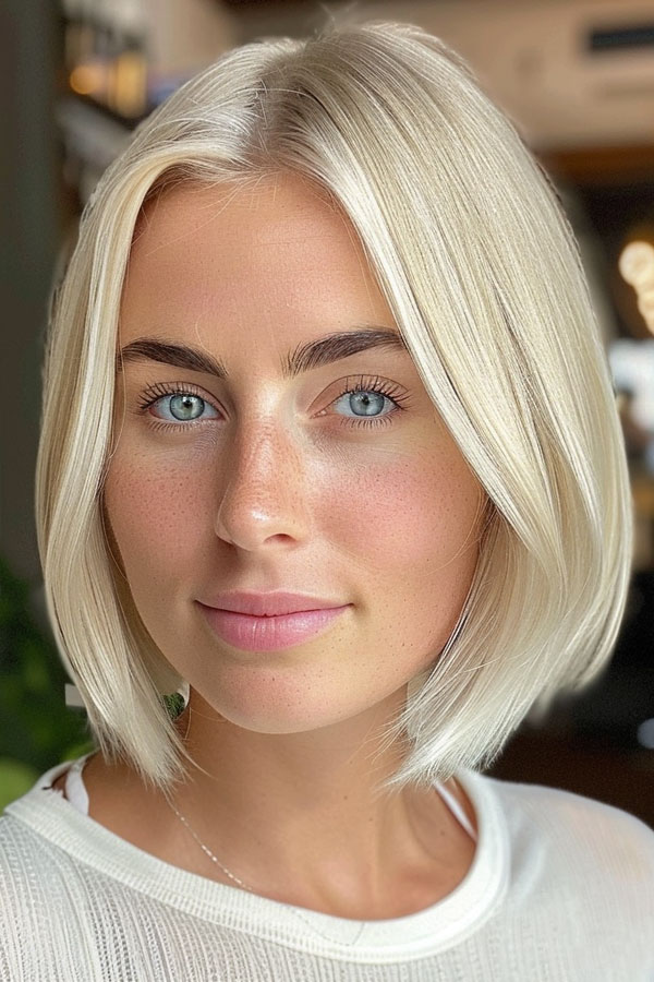 25 Trendy Bob Hairstyles : Sleek Platinum Bob Haircut