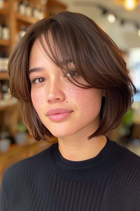 25 Trendy Bob Hairstyles : Effortless Bob With Curtain Bangs