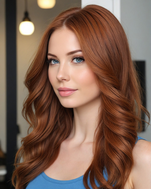 copper cinnamon hair colour, autumn hair colour idea